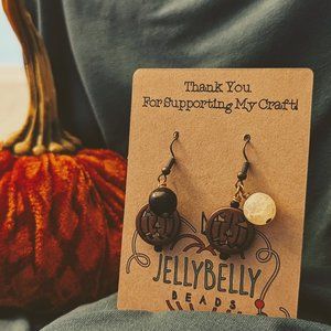 Jack-O-Lantern Metal Earrings - Whimsical Halloween Jewelry